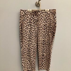Larry Levine Stretch SPT Capris Cotton Pants- Leopard Print Size 12